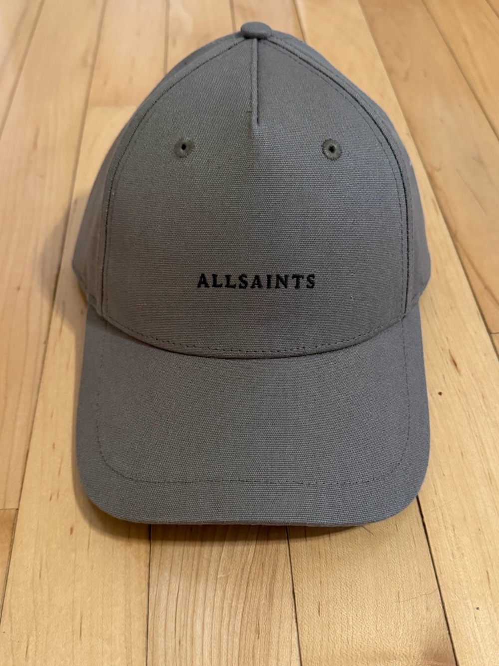 New AllSaints Taupe Logo Embroidered Monogram Baseball Cap Hat - Picture 3 of 9